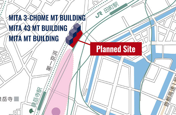 Integrated redevelopment plan for three buildings in the Shinagawa and Mita areas