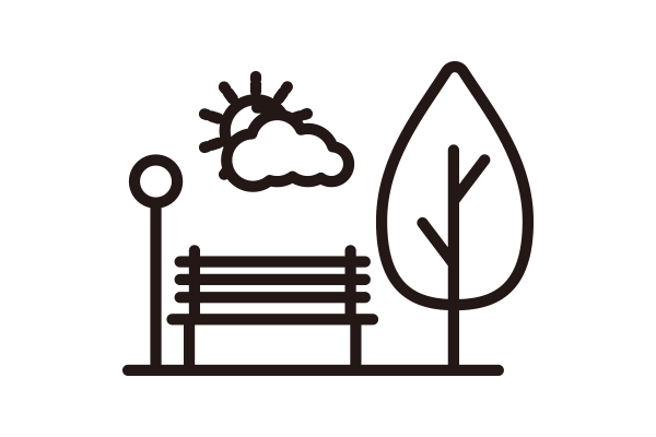 緑豊かなテラス・庭園